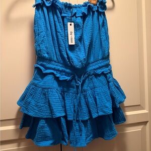 Day + Moon Blue Strapless Romper